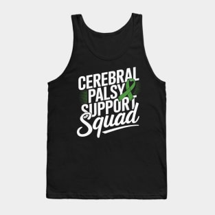 Kids Cerebral Palsy CP Awareness Support Squad Green Ribbon Tank Top